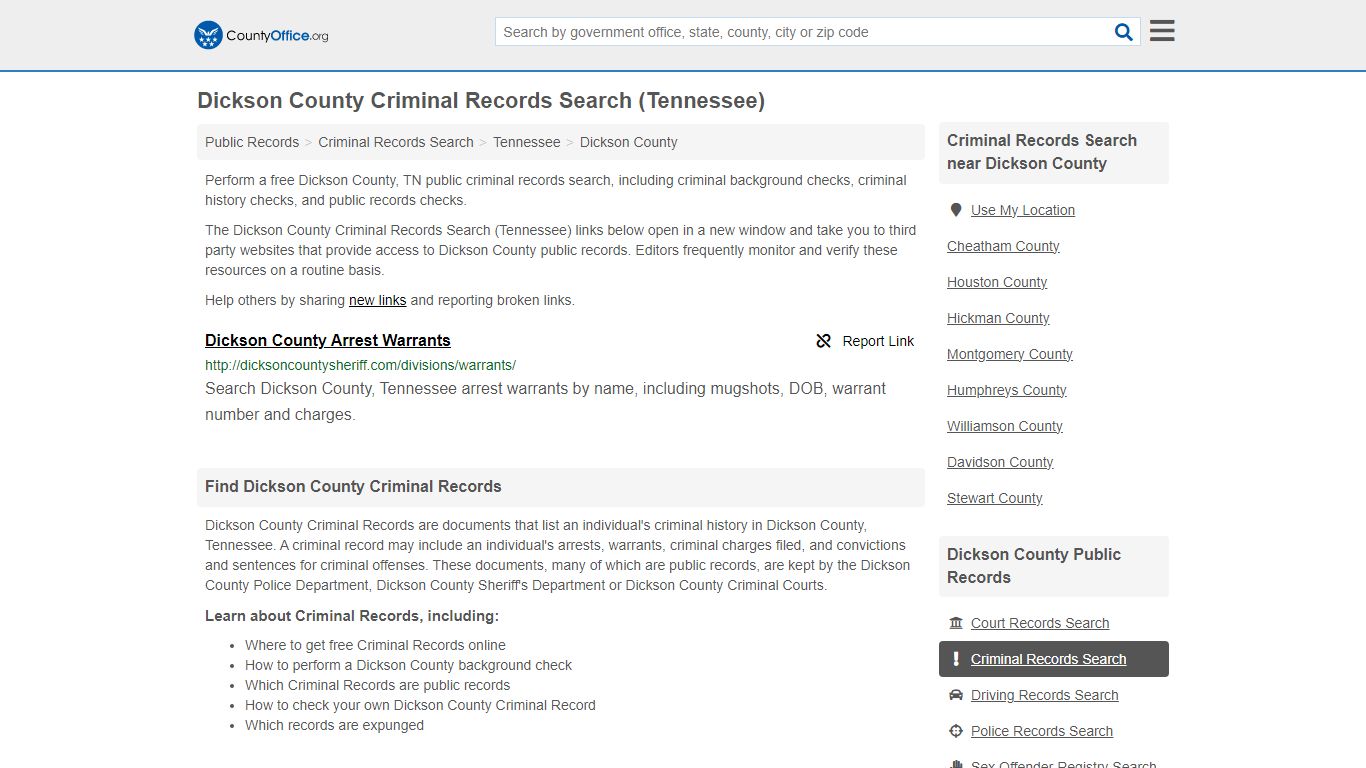 Criminal Records Search - Dickson County, TN (Arrests, Jails & Most ...